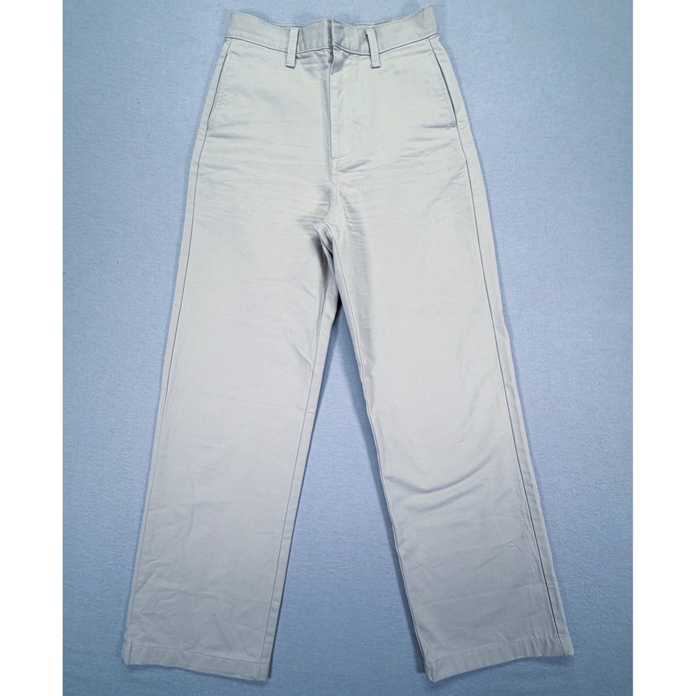 Calvin Klein Pants Womens 27 Good Beige High Rise‎ Wide Leg Cotton Twill Chino